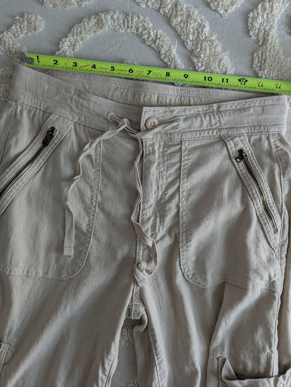 American Eagle Dreamy Drape Baggy Wide Leg Pants Linen Blend Gorpcore 4 Short - Picture 5 of 9